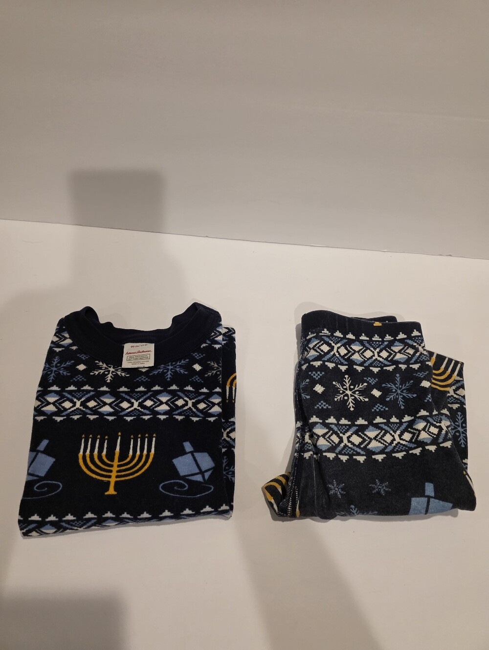 Hanna Andersen Holiday Menorah & Dreidel Pajama Set - Navy Blue